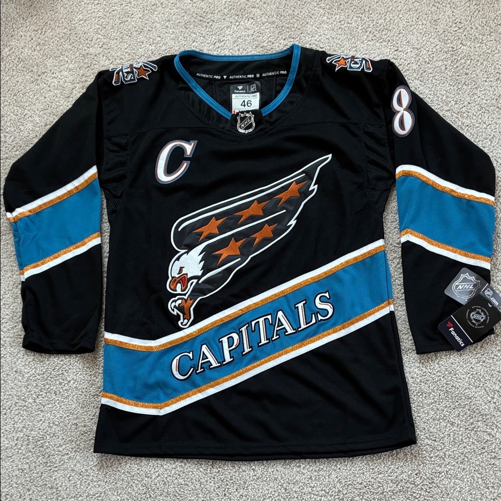 Alexander Ovechkin Washington Capitals Mens Black Reverse Jersey, Sz Small